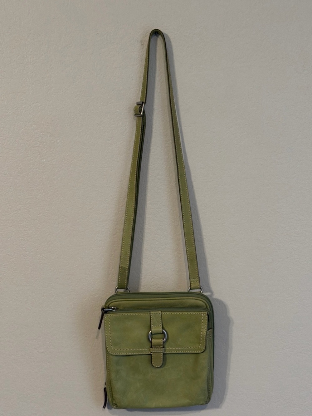 Vintage Fossil Crossbody Bag Purse Small Green Zip Around Card Holder Y2K